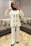 51231 - Stylish and Comfortable Felt-Polyester Women's Knitwear Long Cardigan with Button Detail - 2