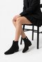Women's Black Suede Short Heeled Pointed Toe Zippered Boots - 4