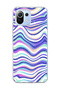 Mi 11 Lite Compatible Purple Blue Wavy Line Printed Transparent Phone Case