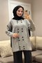 51231 - Stylish and Comfortable Felt-Polyester Women's Knitwear Long Cardigan with Button Detail