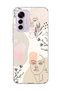 Mi 12 Lite Compatible Line Face Leaf Printed Transparent Phone Case