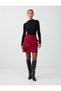 Red Ruffle Detailed Straight Cut Short Skirt
