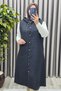 Women's Clothing Plus Size Buttoned Chain Detailed Hooded Quilted Vest - 7