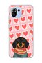 Mi 11 Lite Compatible Sausage Dog Red Heart Printed Transparent Phone Case