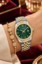 Round Case Gold Silver Green Women's Wristwatch - 3 Atm Water Resistant Steel Band Japanese Movement Gift Special Boxed Tjb2017C1
