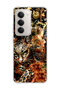 Redmi 15 Compatible Leopard Gold Collage Printed Transparent Phone Case