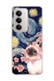Redmi 15 Compatible Starry Night Siamese Cat Printed Transparent Phone Case