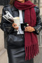 Premium Soft Touch Bouquet Glitter Detailed Scarf Burgundy - 2
