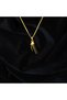 Natural Onyx Stone Tooth-Shaped Gold Headed Steel Chain Necklace - 3