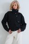 Women's Black Stand Collar Zippered Snap Closure Unlined Jacket Alc-X15928 - 3