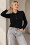 Women's Polo Collar Buttoned Self-Textured Knitwear Sweater 12563 - 3