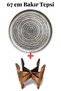 67 cm Hand-Embroidered Authentic Patterned Pewter Urfa Copper Tray + Foldable Floor Stand
