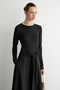 Malva women's black dress with lace-up detail, woven poplin skirt, and stretch viscose top. - 5