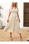 Rochie midi, crem - 5