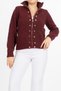 Women's Winter Burgundy Vittoria Gold Button Detailed Zippered Knitwear Cardigan 20326 - 4