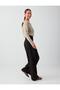 Khaki Pile Detailed Relaxed Fit Wide Leg Trousers - 2