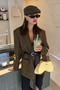 Women's Elastic London Hat Brown Herringbone - 3