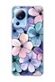 Mi 13 Lite Compatible Purple Blue Flower Printed Transparent Phone Case