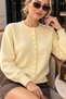 Women's Crew Neck Buttoned Balloon Sleeve Knitwear Cardigan 12556 - 2