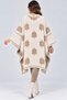Women's Leaf Patterned Oversize Knitwear Poncho with Button Detail - 2