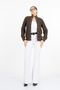 Women's Winter Brown Vittoria Gold Button Detailed Zippered Knitwear Cardigan 20326