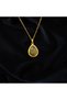 Natural Rutil Quartz Stone Drop Shape Gold Framed Steel Ball Chain Necklace - 3