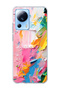 Mi 13 Lite Compatible Pink Brushstroke Printed Transparent Phone Case