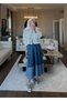 Patchwork Denim Etek Mavi - 3