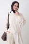 Pleated Gathered Cream Double Set - 2