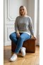 Women's Plus Size Striped Sweatshirt Relaxed Fit - 8