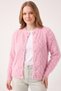Women's Pink Stone and Pearl Buttoned Furry Cardigan - 3
