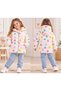 Girl's Ecru Color Polka Dot Hooded Plush Lined Inflatable Coat Winter Coat