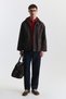 Suede Collar Trench Coat with Pocket Bags