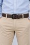 Men's brown 3.5 cm stitched detail metal buckle denim and fabric trouser belt