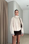 Bomber Jacket with Zipper and Pleated Details - Beige - 2