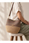 Women's Straw & Woven Shoulder Bag – Adjustable Strap Bag with Magnetic Closure Ethnic Patterned Jute Straw Shoulder Bag – Crossbody and Shoulder Strap