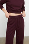 Burgundy Soft Wide-Leg Folded Waist Jogger Pants