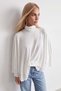 Women's White Turtleneck Soft Textured Poncho-Look Stylish Blouse Alc-X14645