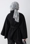 Hakim Collar Buttoned Black Poncho - 2