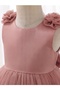 Baby Girl/Kid Princess Dress - 3D Floral Strap Tutu Dress with Big Bow on the Back - Birthday, Engagement, Special Occasion Outfit - 4