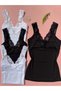 Women's Modal Fabric Lace Strap V-Neck 4-Piece Black, White Model Undershirt