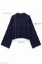 Kurzer, marineblauer Crop-Strickpullover mit weiten Ärmeln - 5