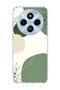Redmi 14C Compatible Green Abstract Leaf Printed Transparent Phone Case