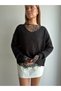 Lace Detachable V-Neck Openwork Sweater - 4