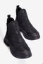 Women's Parachute Boots with Quilted Stitching and Rubber Detailing, Thick Sole, Borka Black