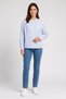 Women Band Collar Long Sleeve Stripe Shirt, Multicolor - 2