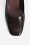 Women's High Heel Shoes Crocodile Patterned Square Toe Thick Heel Sima Brown - 3