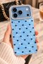 iPhone 17 Pro / 18 Pro Compatible Sparkling Glittery Stone Camera Frame Heart Patterned Pearl-Look Luxury Silicone Case