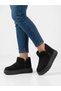 Women's Black Suede Ultra Light Thick Sole Daily Short Boots with Fur Inside - 3