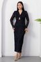V-Neck Waist Buckle Long Glitter Dress Grs4170 - 4